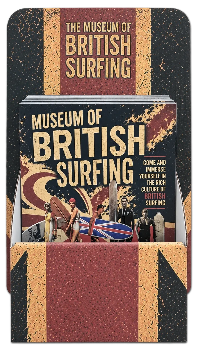 Museum of British Surfing leaflets in a branded display stand