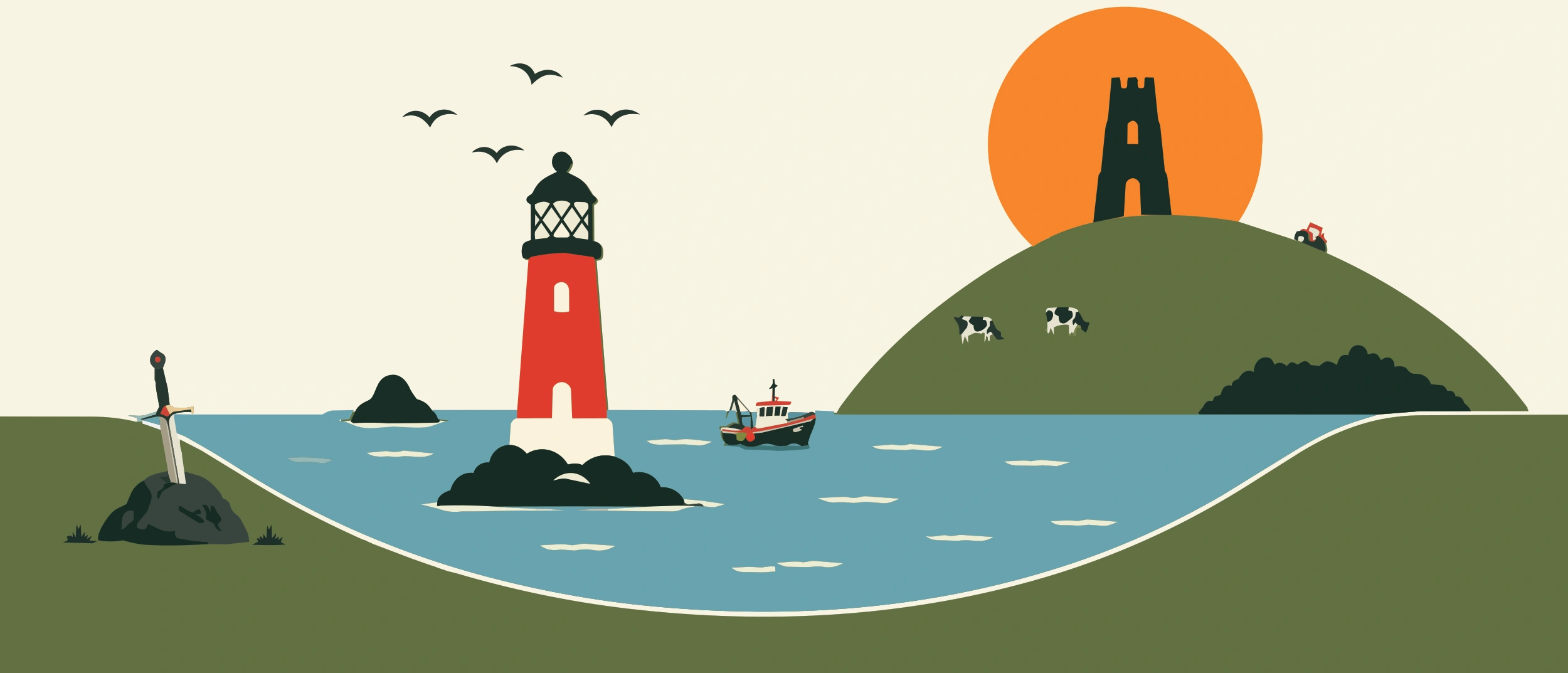 Illustrated West Country landscape
